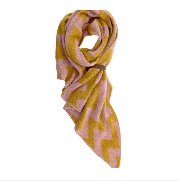 Lot83 Schal Fem ZigZag - Ocker / Rosa